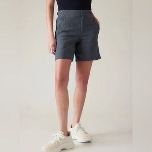 Athleta Women's Linen Short Size 4 Voyager Granite Blue Pockets Elastic Waist